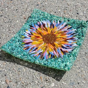 Fused Glass Handmade Flower Art Tray