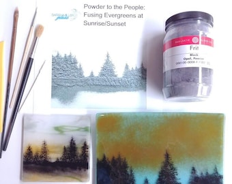 Tutorial Fusing Glass Powder Evergreen Trees at Sunrise Sunset