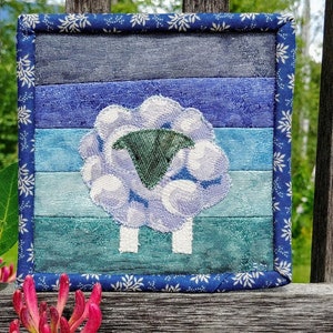 Mini Sheep Lamb Art Quilt Wall Hanging