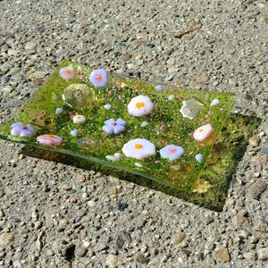 Pastel Flower Fused Glass Soap Dish Tray