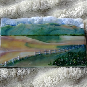 Fusing Glass Landstraße 22 Alberta Zaun Rocky Mountain Landschaft Kunst