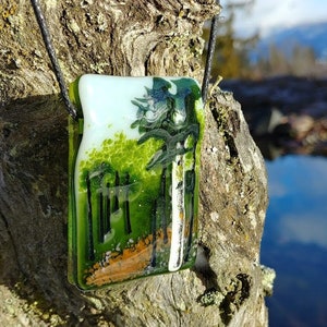Landscape Necklace Jewelry Pendant Handmade Fused Glass