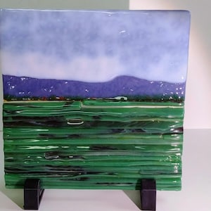 Fused Glass Landscape Art Creston Valley Skimmerhorn mountains Kootenay River