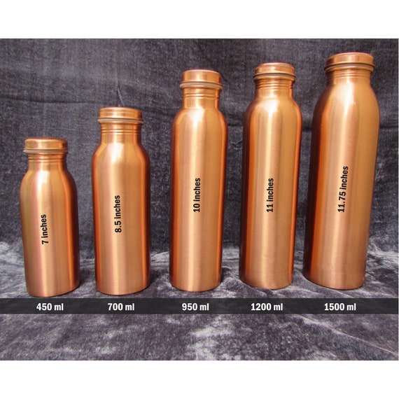 Copper Water Bottle, Copper Bottles for Water 1 Liter,100% Pure Copper  Water Bottles, Leak Proof Bottle With Tumbler Lid 1 Litre 