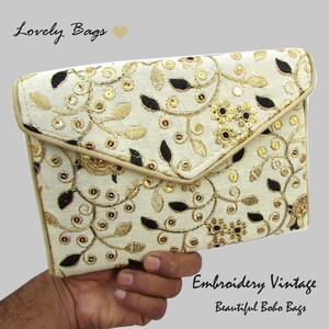 Handmade Clutch Bag - Handmade Sling Bag Boho Hippie Style Bag Foldover Clutch Bag Bohemian Hippie Handmade Bag