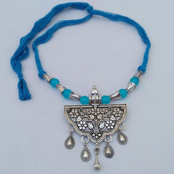 Orti Jewelry Bubbles Antique Silver Plated Vintage Necklace with Adjustable Length