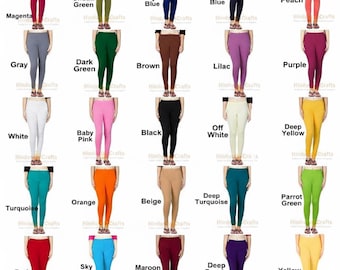 Women Ethnic Cotton Churidar Leggings Solid Pants Yoga Comfortable Leggings
