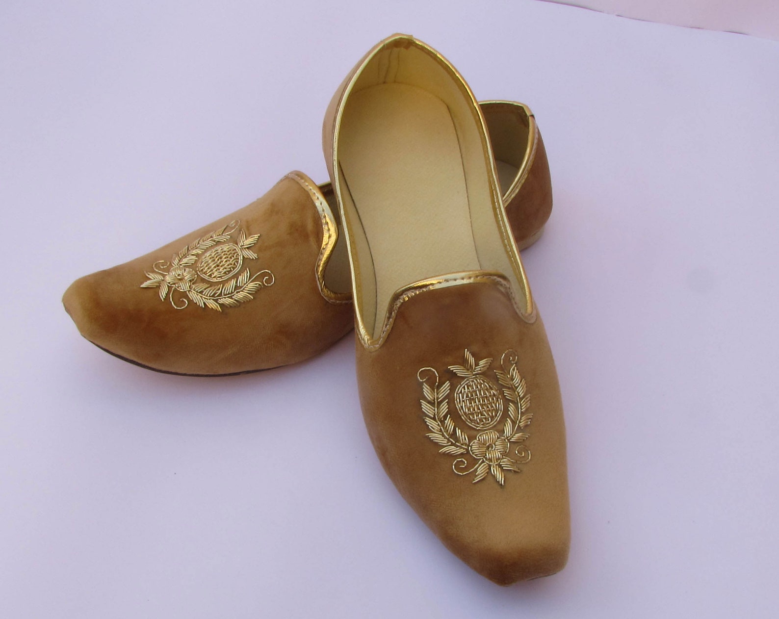 Men's Wedding Golden Shoes Bridal Shoes for Men's Handmade Shoes Indian ...
