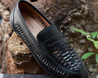 Loafers Men Hand Weaved - Celebrities Choice, Celebrity Loafers Shoes Genuine Leather Handmade Loafer For Men (Extra Comfortable)