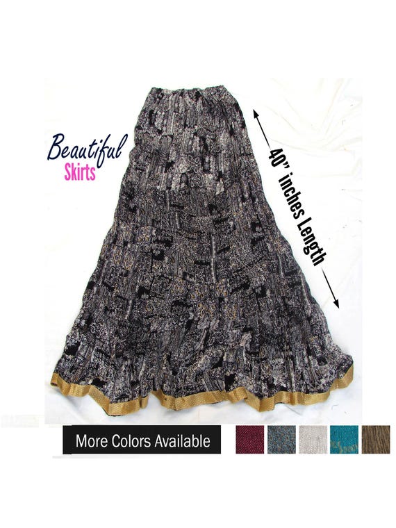 Skin Friendly Cotton Skirts - Lovely Skirt,Long Skirts,Beautiful Color Skirts,40 Inches Long Skirts,Waist 26 To 42 Inches Stretchable Skirts