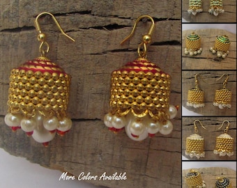 Bardzo piękne kolczyki, stylowe kolczyki, Meenakari Jhumka, kolczyki Jhumka, pakistańskie kolczyki Jhumka, prezent dla druhny, boho, emalia, kolczyki etniczne