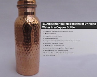 100% Pure Copper Bottle 32 OZ / Handmade Bottle Leak Proof & Joint Less For Ayurvedic Health Benefits