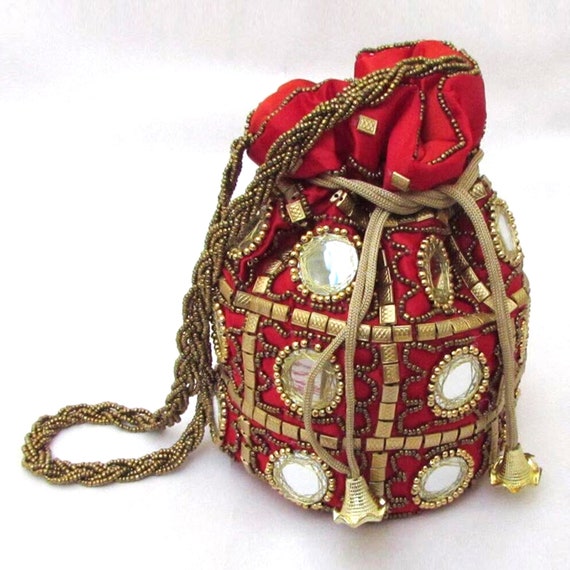 Party Wear Red Color Handbags Amazing Red Handbags for Her Indian Traditional Red Handbag Beautiful Handmade Red Color Hand Bags for Her Etsy