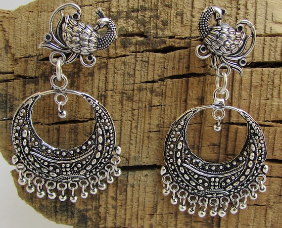 Latest Chandelier Indian Oxidized Silver Jewelry Earrings/ Traditional  Silver Jhumka Earrings/ Baliyaan/ Bollywood Handmade Earrings - Etsy