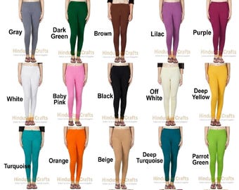 Leggings Churidar de algodón étnico para mujer, pantalones lisos, leggings cómodos para yoga