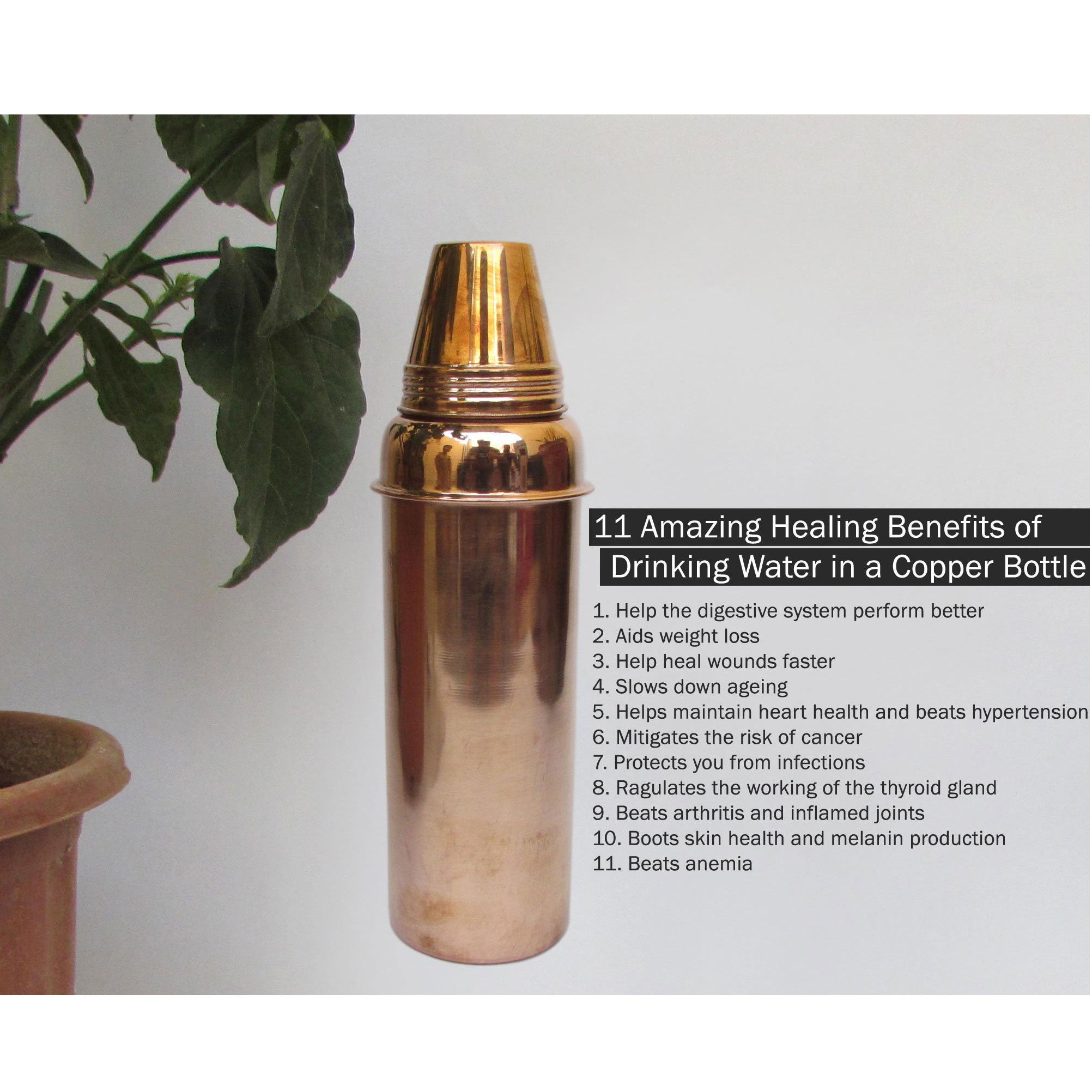 Magnetic Copper Bottle Table Ware, For Drinking Water, 750 mL