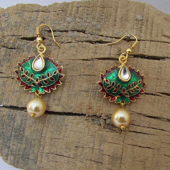 Meenakari work earrings deals