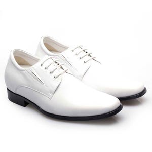 White Formal Shoes For Men - White Height Increasing Shoes For Men, White Color   Hidden Heel Shoes For Men 3 Inches Taller Shoes