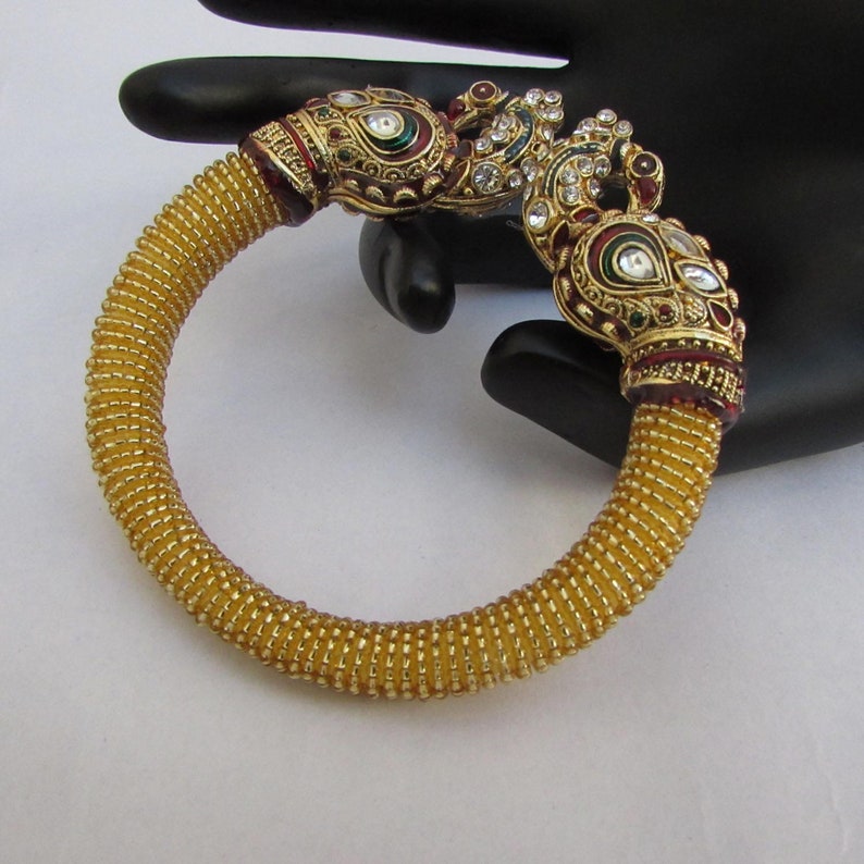 Very Beautiful Golden Bangles Traditional Free Size Peacock Bangles Fit to All Size Wedding BanglesBridal Bangles Indian Bridal Bangles