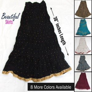 Colorful Knee Length Cotton Skirts, Midi Skirts, Waist: 20 to 36 Inches Stretchable,Cotton Skirts,Beautiful Short Skirts For Women and Girls