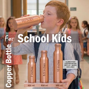 School Water Bottle 450 ML, Kids Water Bottle, Water Bottle For School, Water Bottle for Kids, 100% Pure Copper Water Bottle For School Kids