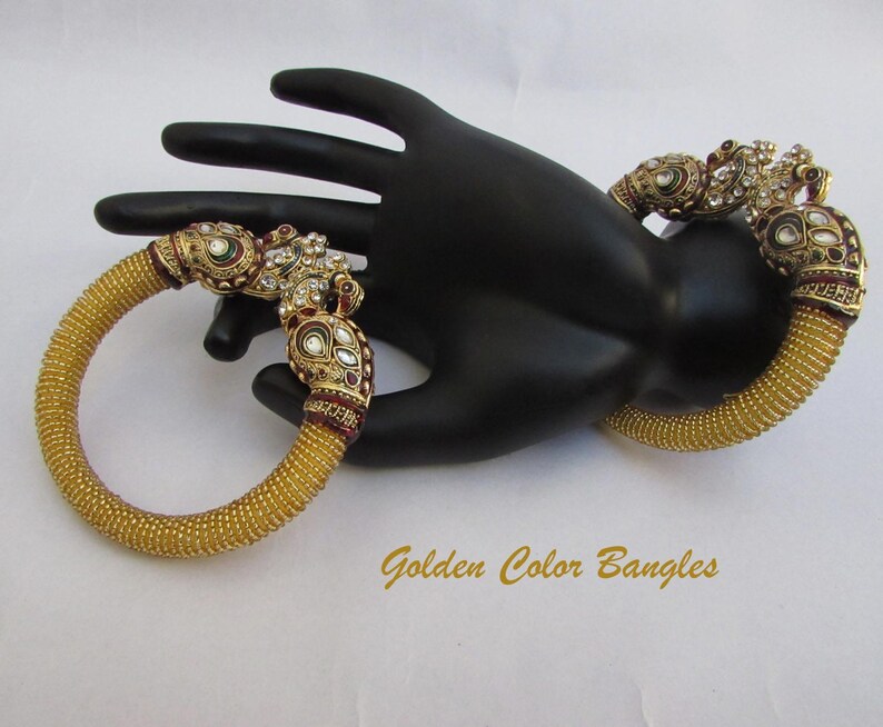 Very Beautiful Golden Bangles Traditional Free Size Peacock Bangles Fit to All Size Wedding BanglesBridal Bangles Indian Bridal Bangles