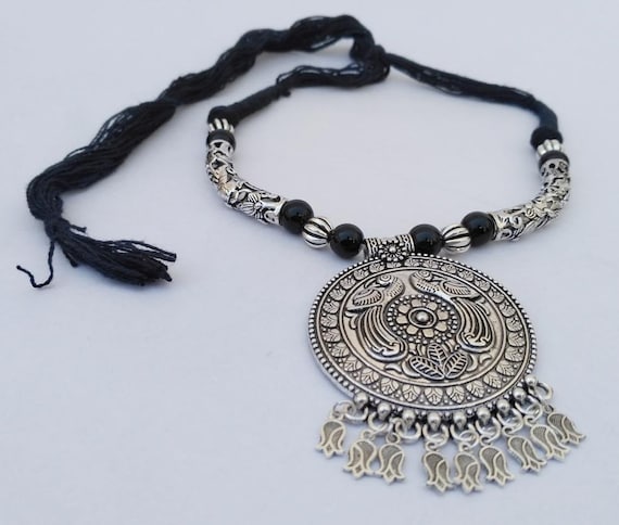 Orti Jewelry Bubbles Antique Silver Plated Vintage Necklace with Adjustable Length