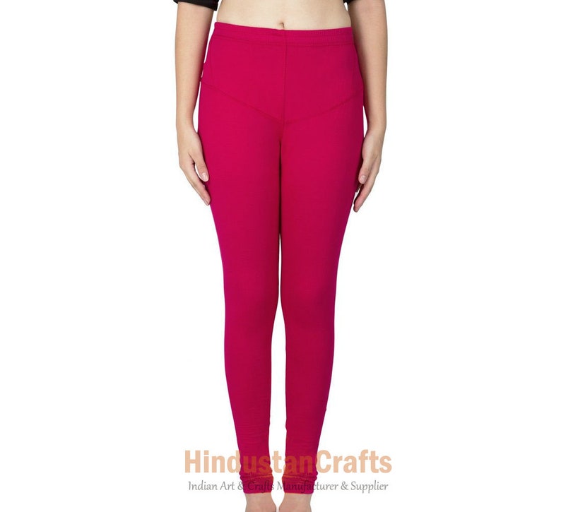 Womens Ethnic Cotton Churidar Leggings Solid Pants Yoga Leggings Casual Trouser Authentic Stretch Lycra Indian Comfortable Leggings