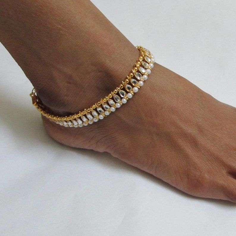 Payal Indian Traditional Goldplated Barefoot Anklets Pair Etsy Canada