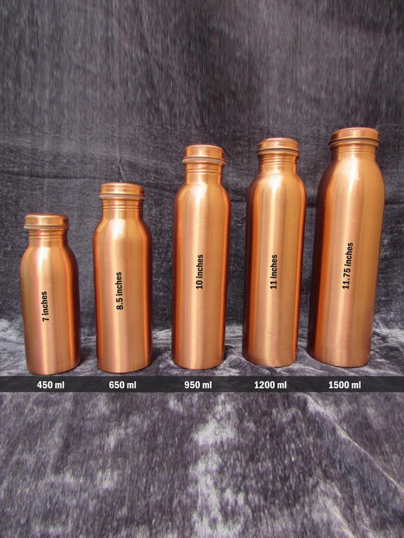 Purified Water Bottle - 100% Pure Copper Water Bottle, Copper Bottle, Ayurveda Pure Copper Drinking Bottle, Yoga Bottle, Plain Copper Bottle