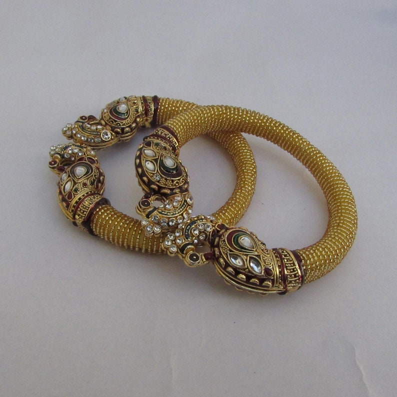 Very Beautiful Golden Bangles Traditional Free Size Peacock Bangles Fit to All Size Wedding BanglesBridal Bangles Indian Bridal Bangles