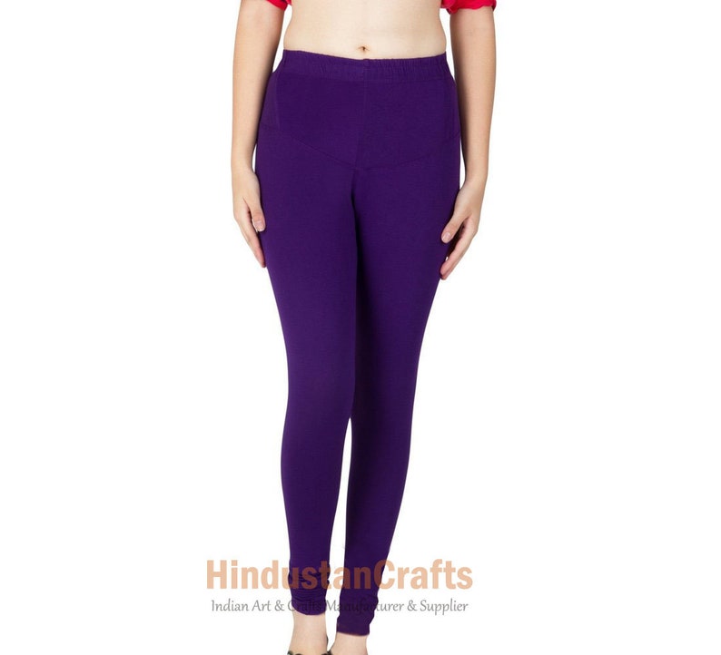 Womens Ethnic Cotton Churidar Leggings Solid Pants Yoga Leggings Casual Trouser Authentic Stretch Lycra Indian Comfortable Leggings