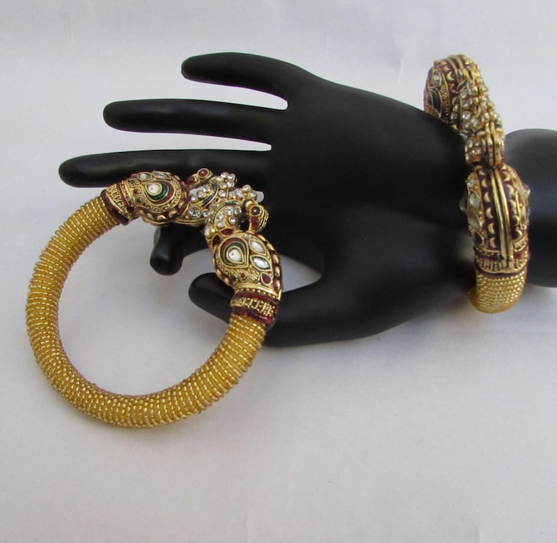 Very Beautiful Golden Bangles Traditional Free Size Peacock Bangles Fit to All Size Wedding BanglesBridal Bangles Indian Bridal Bangles