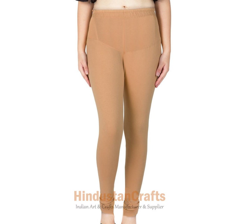 Womens Ethnic Cotton Churidar Leggings Solid Pants Yoga Leggings Casual Trouser Authentic Stretch Lycra Indian Comfortable Leggings