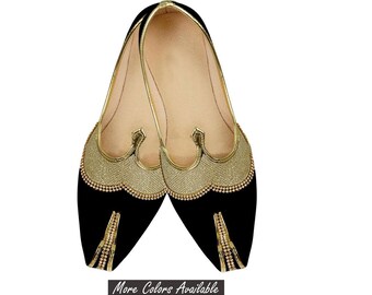 Black Sherwani Shoes - Black Wedding Mens Shoes, Wedding Footwear, Black Sherwani Shoes, Wedding Shoes, Wedding Mojari, Groom Wedding Mojari
