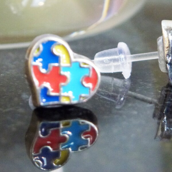 Autism awareness plastic post earrings for sensitive ears