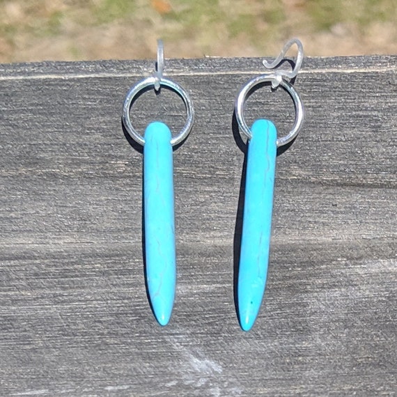 Silver Spike Earrings Gemstone Earrings Spike Dangle Earrings Spike Earrings Green Agate Earrings Agate Earrings