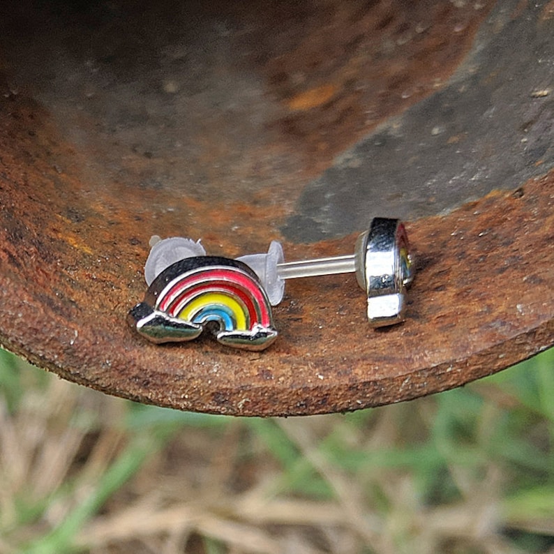Rainbow plastic post earrings for sensitive ears Etsy