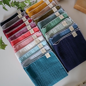 Set of 3 double-thickness cotton handkerchiefs | solid color | 100% Oeko Tex cotton