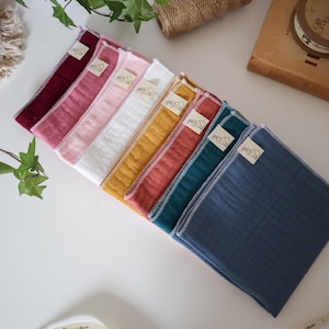 Lot de 3 mouchoirs en coton triple épaisseur | couleur unie | 100% coton Oeko Tex