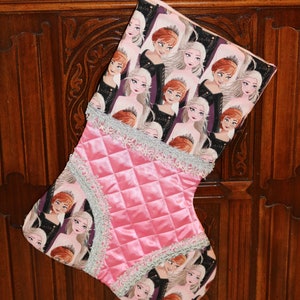 Frozen sisters Elsa and Anna Handmade Custom Christmas Stocking