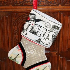 Paris France 3 Handmade Custom Christmas Stocking