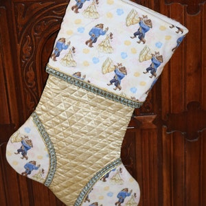 Belle and Beast Dancing Handmade Custom Christmas Stocking
