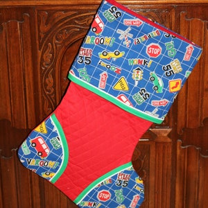 Zoom Beep Beep Go Honk Stop One Way speed limit Varoom Car Handmade Custom Christmas Stocking