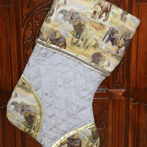 Elephant and Baby Elephant Handmade Custom Christmas Stocking