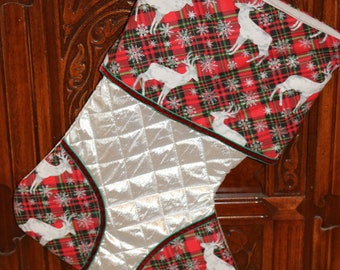 White Deer Snowflake Handmade Custom Christmas Stocking