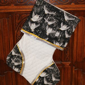 Snowy White Owl Handmade Custom Christmas Stocking