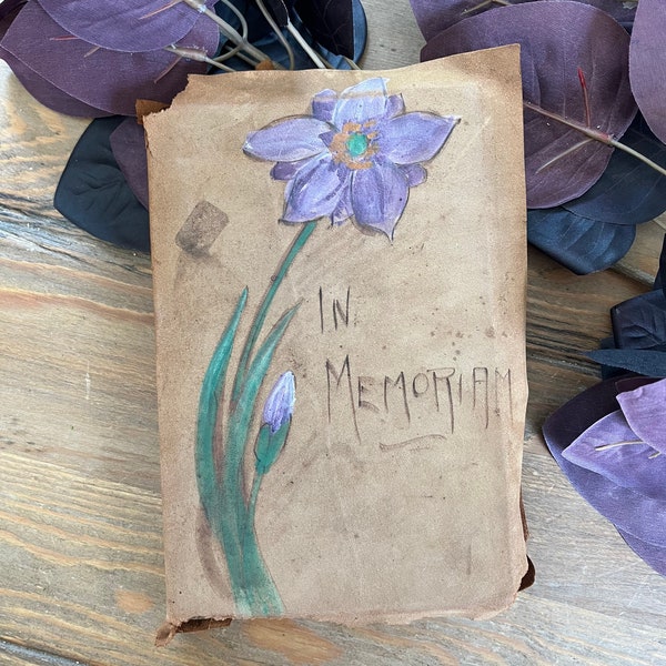 Antique “In Memoriam” by Alfred Lord Tennyson- 19th Century Hand Covered Book-Rare Suede Covered Book-Antique Macabre Book