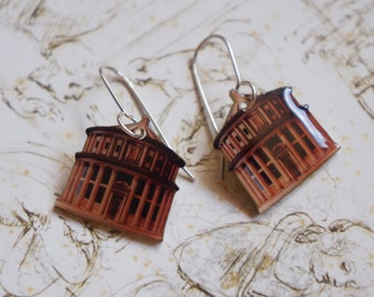 Rotunda earrings, Skyline jewelry, Cityscape, Little house, Gift for architect, City earrings, Architecture earrings, House jewelry, Silver