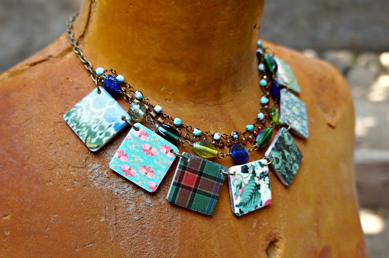 Green Necklace Woodland Jewelry Forest Jewelry Woodland Etsy